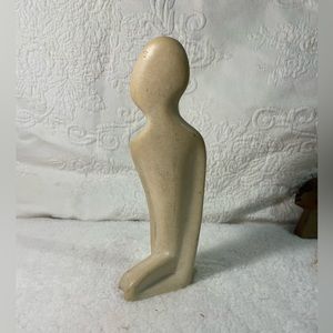 Vintage Kneeling Man Abstract Soapstone Carved Sculpture
